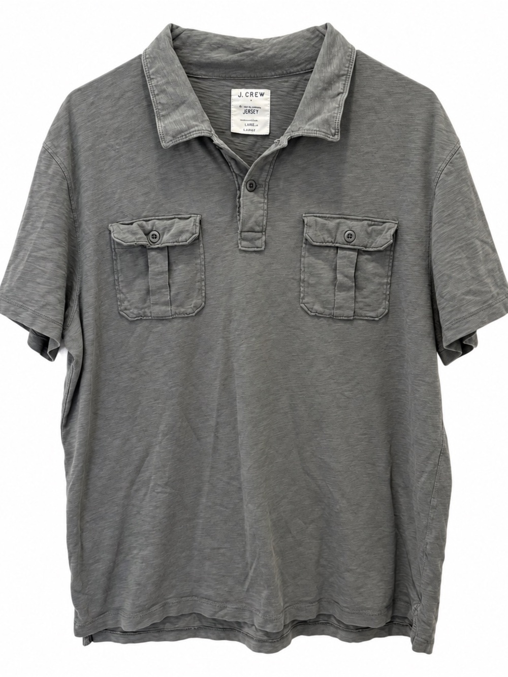 J.Crew Men’s Large Gray Rugged Jersey 100% Cotton Polo Shirt